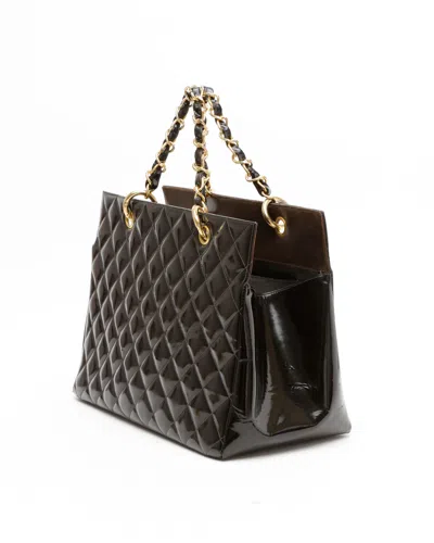 Pre-owned Chanel Cc Patent Chain Tote Bag