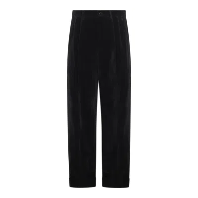 Valentino Garavani Cotton And Linen Blend Trousers In Black