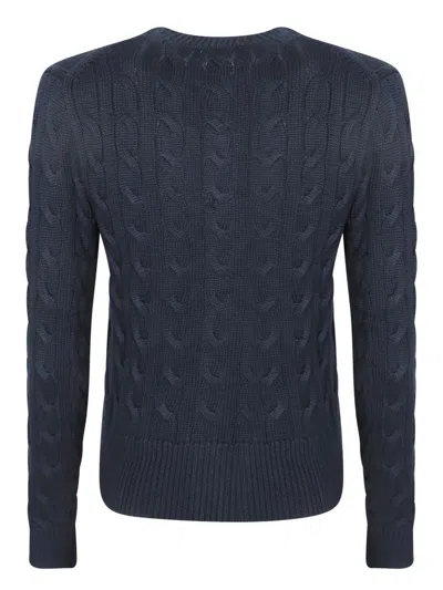 Polo Ralph Lauren Sky Cable Knit Sweater With Round Neckline In Blue