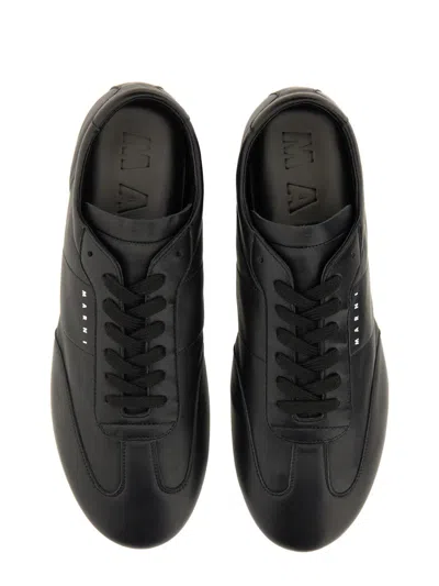 Marni Leather Low-top Sneakers And Contrasting Sole In Black