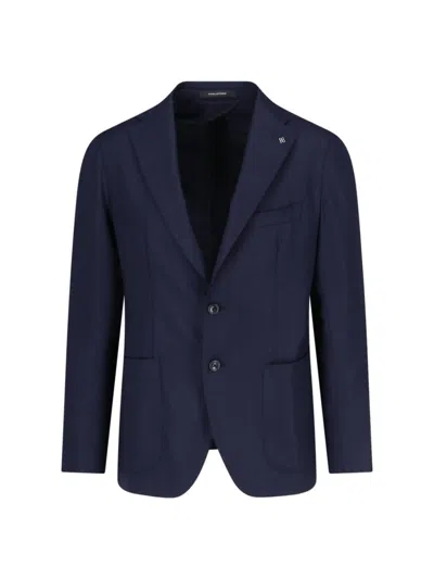 Tagliatore Pique-texture Single-breasted Blazer In Blue