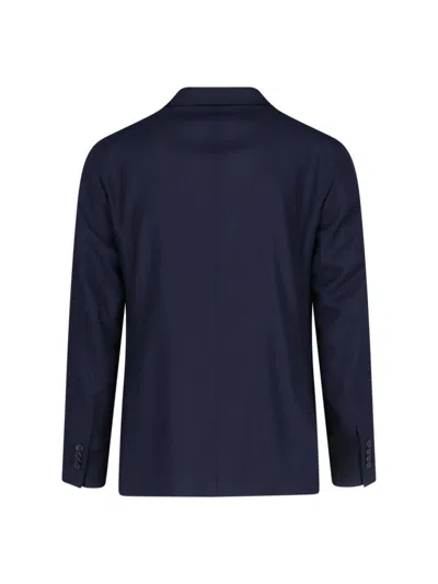 Tagliatore Pique-texture Single-breasted Blazer In Blue