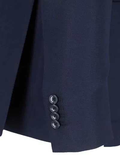 Tagliatore Pique-texture Single-breasted Blazer In Blue