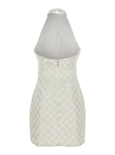 Rotate Birger Christensen Cream Mini Dress With All-over Sequins And Halter Neck In White