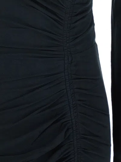 Isabel Marant Étoile 'jelina' Black Midi Dress With Round Neck And Ruched Details In Modal Stretch Woman In Blue