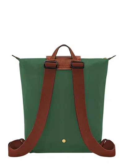 Longchamp Backpack With Adjustable Straps And Buckle Detail In Green