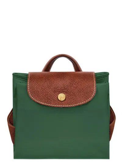 Longchamp Backpack With Adjustable Straps And Buckle Detail In Green