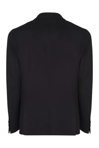 Tagliatore New York Black Wool Double-breasted Jacket In Black