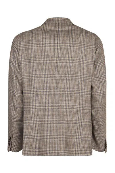 Tagliatore Monte Carlo Wool Buttoned Blazer In Brown