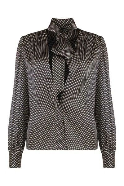 Tom Ford Polka-dot Silk Blouse In Black
