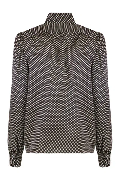 Tom Ford Polka-dot Silk Blouse In Black