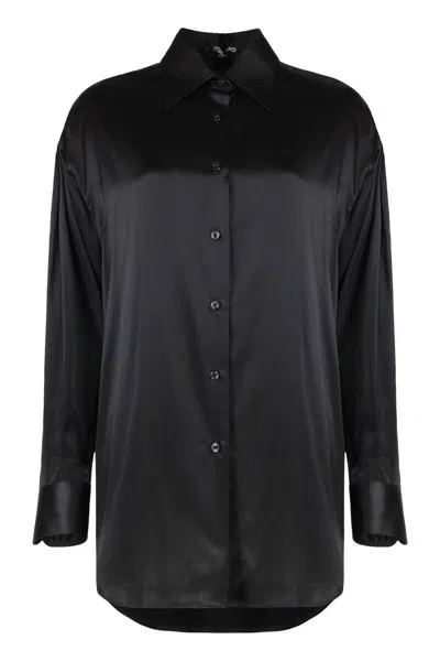 Tom Ford Shiny Silk Satin Shirt In Black