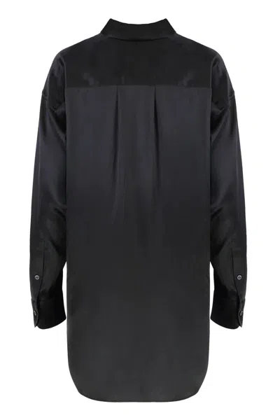 Tom Ford Shiny Silk Satin Shirt In Black