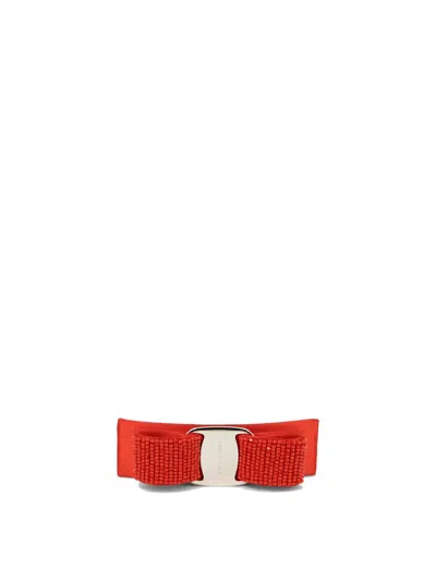 Ferragamo Bow Clip Hair Accessory In Orange