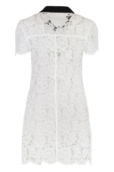 Self-portrait Delicate Lace Dress With Structured Pockets In White