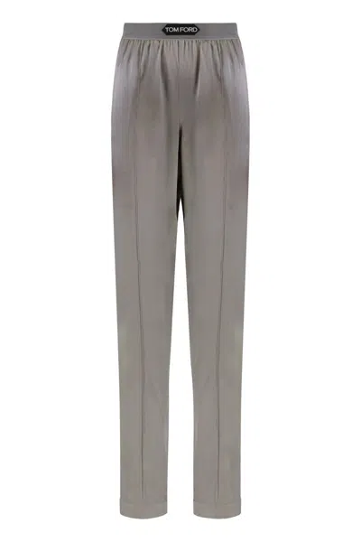 Tom Ford Silk Trousers In Gray