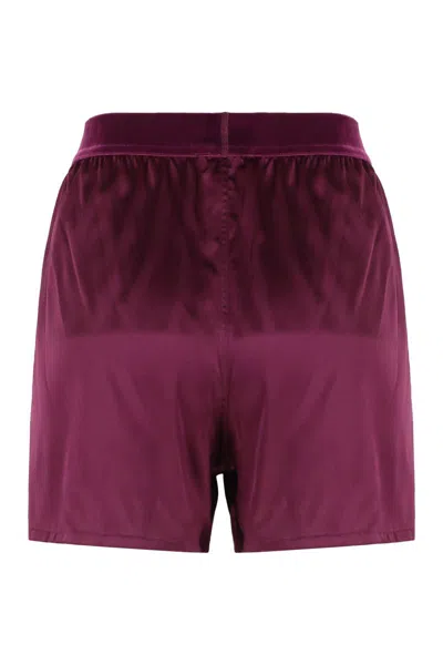 Tom Ford Silk Satin Short Pants In Burgundy