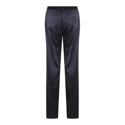 Tom Ford Dark Navy Silk Pants In Blue