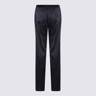 Tom Ford Dark Navy Silk Pants In Blue