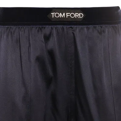 Tom Ford Dark Navy Silk Pants In Blue
