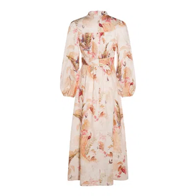 Zimmermann Ascension Plunge Printed Linen Dress In Multi
