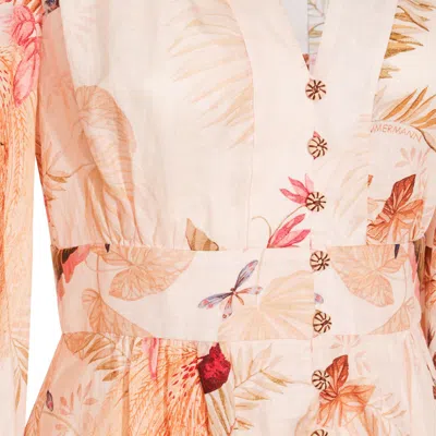 Zimmermann Ascension Plunge Printed Linen Dress In Multi