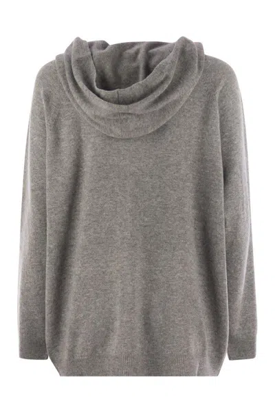 Fabiana Filippi Long-sleeves Ribbed Hoodie In Gray