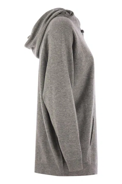 Fabiana Filippi Long-sleeves Ribbed Hoodie In Gray