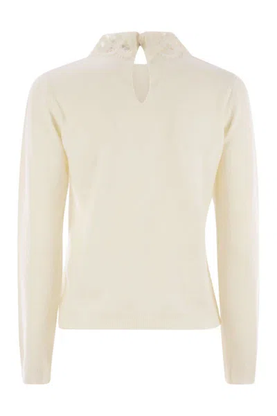Fabiana Filippi Lace Neck Sweater Sweaters And Cardigans White