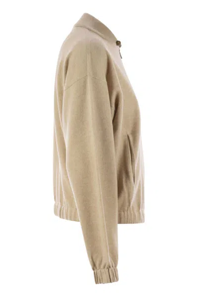 Fabiana Filippi Bomber Jacket In Platinum With Ball Pins In Nude
