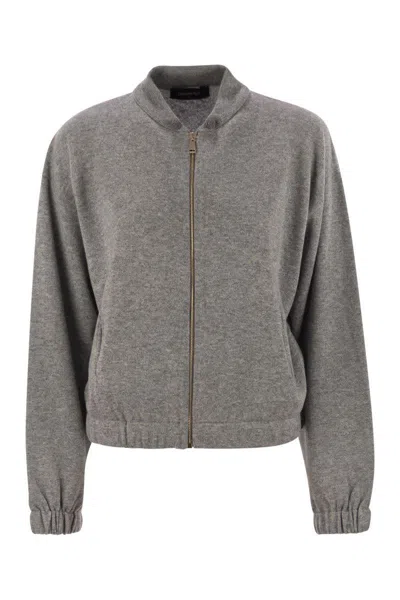 Fabiana Filippi Bomber Jacket In Platinum With Ball Pins In Gray
