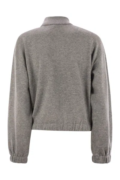 Fabiana Filippi Bomber Jacket In Platinum With Ball Pins In Gray