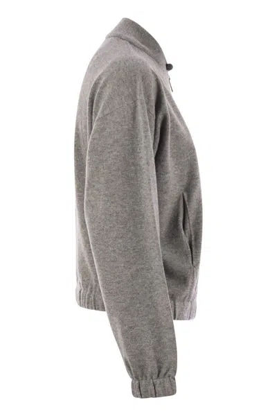 Fabiana Filippi Bomber Jacket In Platinum With Ball Pins In Gray