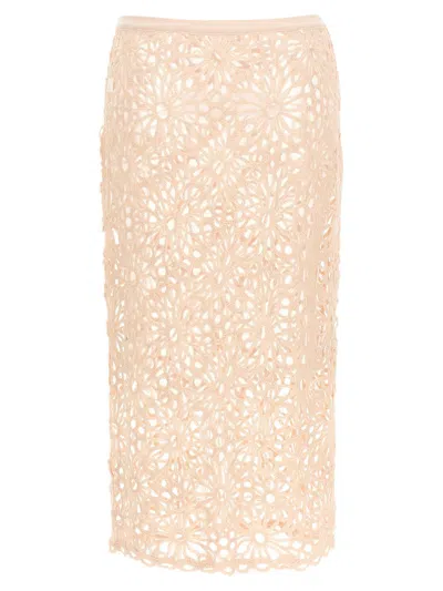 Norma Kamali Crochet Skirts Pink In Neutral