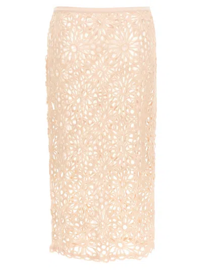 Norma Kamali Crochet Skirts Pink In Neutral
