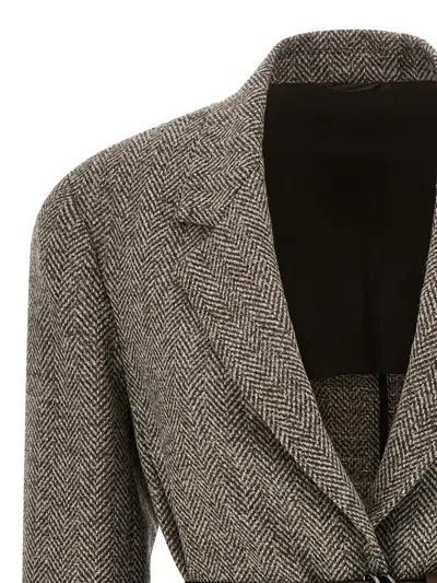Brunello Cucinelli Belt Blazer In Brown