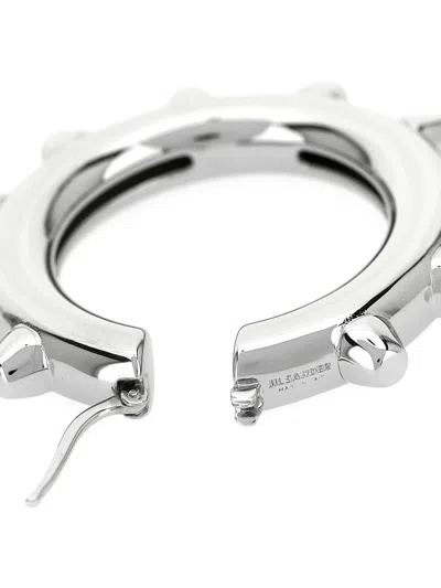 Jil Sander Studded Hoop Earrings Featuring Detailing In Metallic