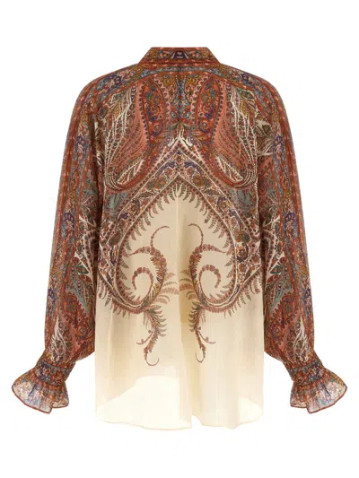 Zimmermann Rhiannon Multicolor Blouse With Tie Closure On The Front And Paisley Print In Ramie Woman