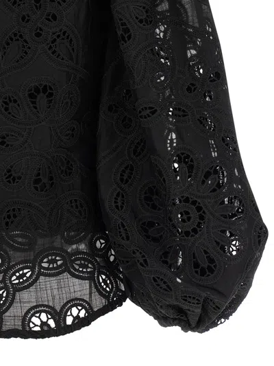 Zimmermann Rhiannon Embroidered Cotton Blouse In Black