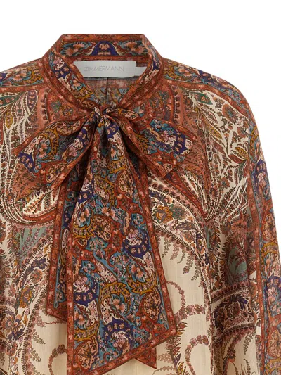 Zimmermann Rhiannon Multicolor Blouse With Tie Closure On The Front And Paisley Print In Ramie Woman
