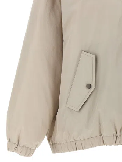 Brunello Cucinelli Water-repellent Techno Cotton Taffeta Down Jacket With Hood In Brown