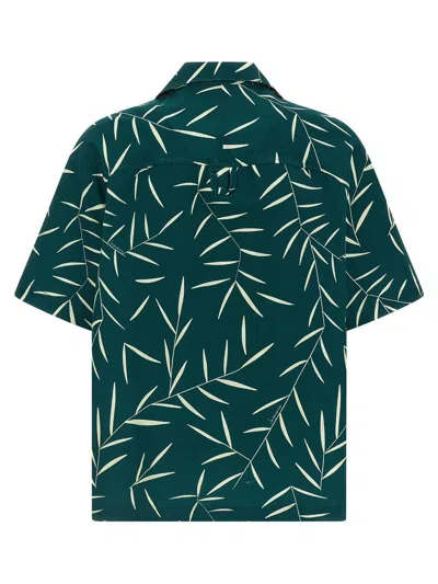 Jacquemus Leaf Print Short Sleeve Shirt With Pocket In Green