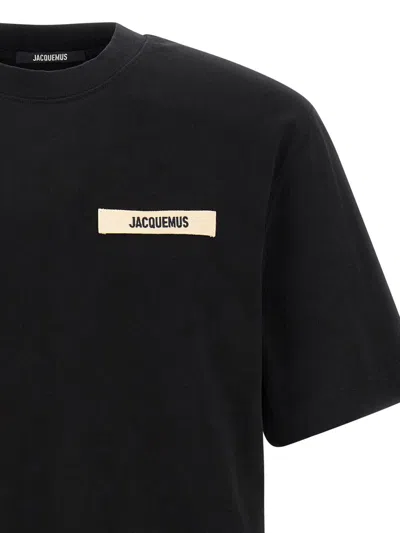 Jacquemus Black Crewneck T-shirt With Logo Detail