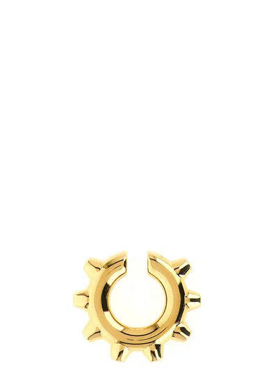 Jil Sander Earrings Open Hoop Studded Detailing Polished Finish In Gold