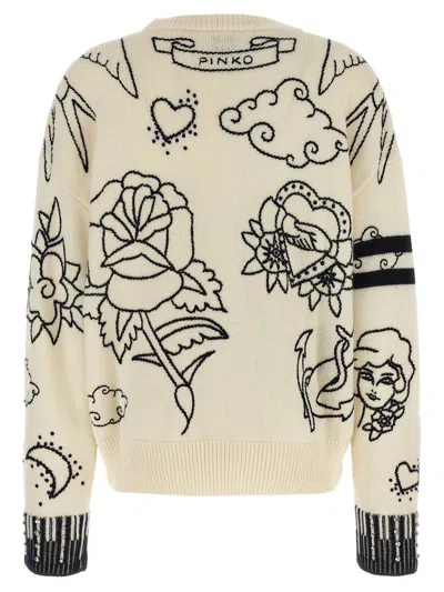 Pinko Patterned Crew-neck Sweater In Neutral