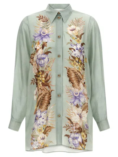 Zimmermann Womens Sage Multi Floral Coco Floral Silk Shirt Xs In Green