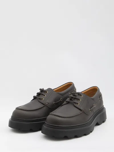 Tod's Brown Leather Loafers With Rounded Toe And Chunky Sole In Brown