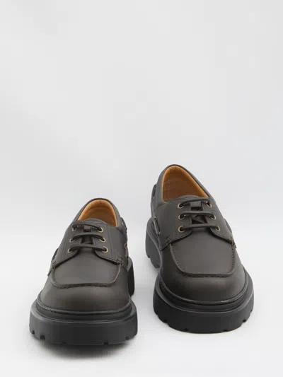 Tod's Brown Leather Loafers With Rounded Toe And Chunky Sole In Brown