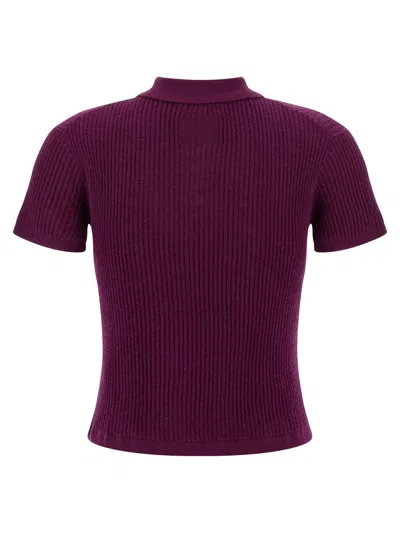 Guest In Residence Shrunken Cashmere Polo Top In Purple