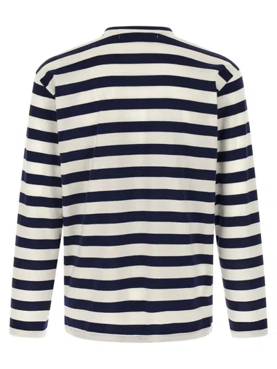 Comme Des Garçons Play Striped Logo Patch Crew Neck T-shirt In Multi